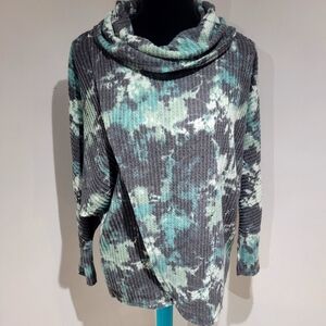 LuLaRoe Women's Kristen Cowl Neck Dolman Sleeve Pullover Top Small Green Gray